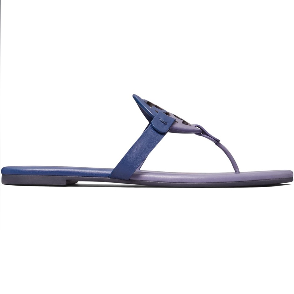 Tory Burch Miller Dark Lotus/Bermuda Miller Soft Leather Thong Sandals 9 - Picture 2 of 13